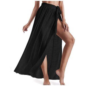 Beach Sarong Pareo Womens Semi-Sheer Swimwear Black 50